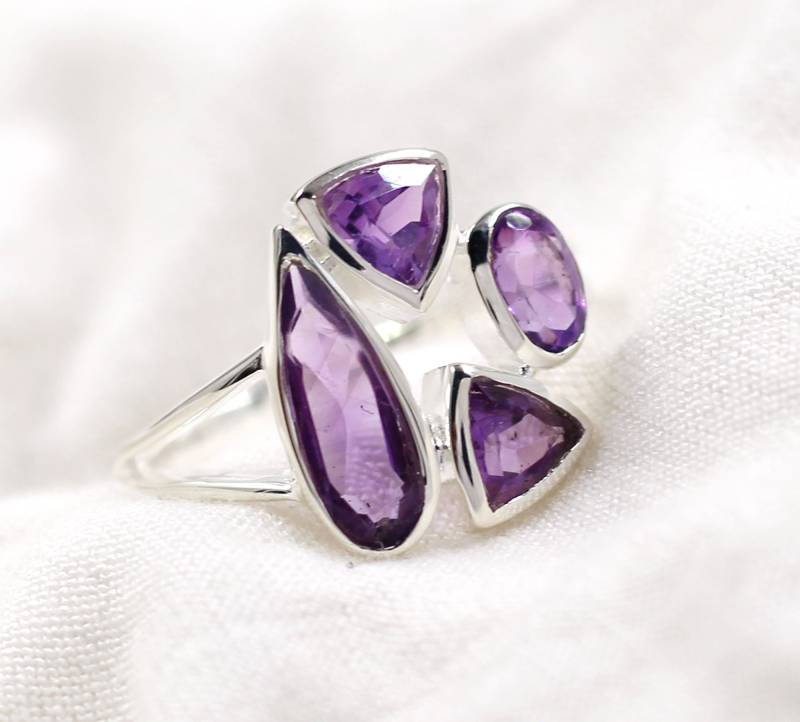 Vergoldeter Silberring Schweizer Blautopas & Mondstein Edelstein von MayaStudio