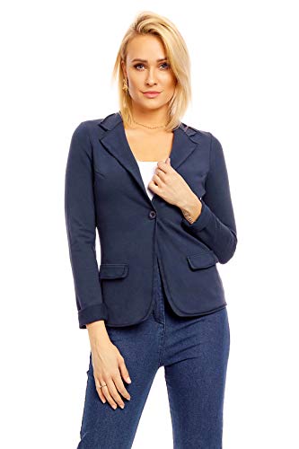 Mayaadi Damen Blazer Uniform Jacke Military Elegant Anzugjacke Anzug Admiral Neu Knopfleiste Kurz Knopf Cardigan Freizeit Frauen Bolero Frühling 2088 Dunkelblau S von Mayaadi