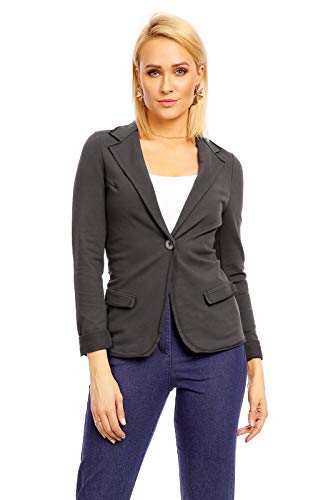 Mayaadi Damen Blazer Uniform Jacke Military Elegant Anzugjacke Anzug Admiral Neu Knopfleiste Kurz Knopf Cardigan Freizeit Frauen Bolero Frühling 2088 Dunkelgrau M von Mayaadi