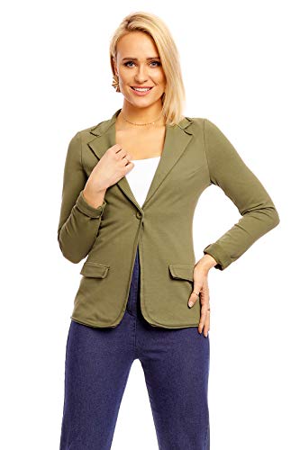 Mayaadi Damen Blazer Uniform Jacke Military Elegant Anzugjacke Anzug Admiral Neu Knopfleiste Kurz Knopf Cardigan Freizeit Frauen Bolero Frühling 2088 Olive M von Mayaadi