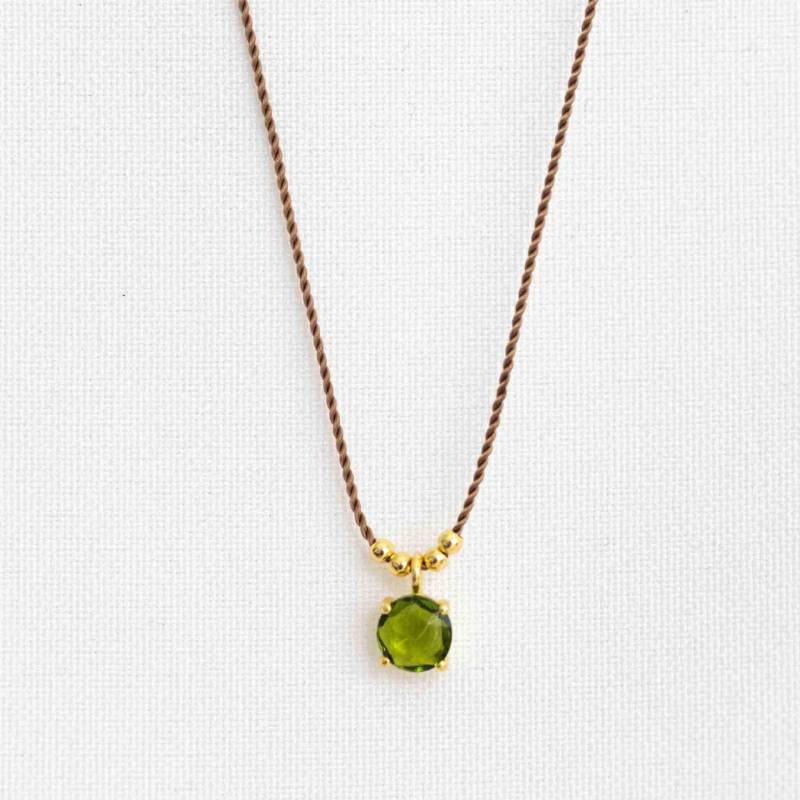 Grüne Edelstein Seidenkette | Dünne Edelsteinkette Gold Lab Made Edelsteinschmuck Peridot Anhänger von MayamBerlin