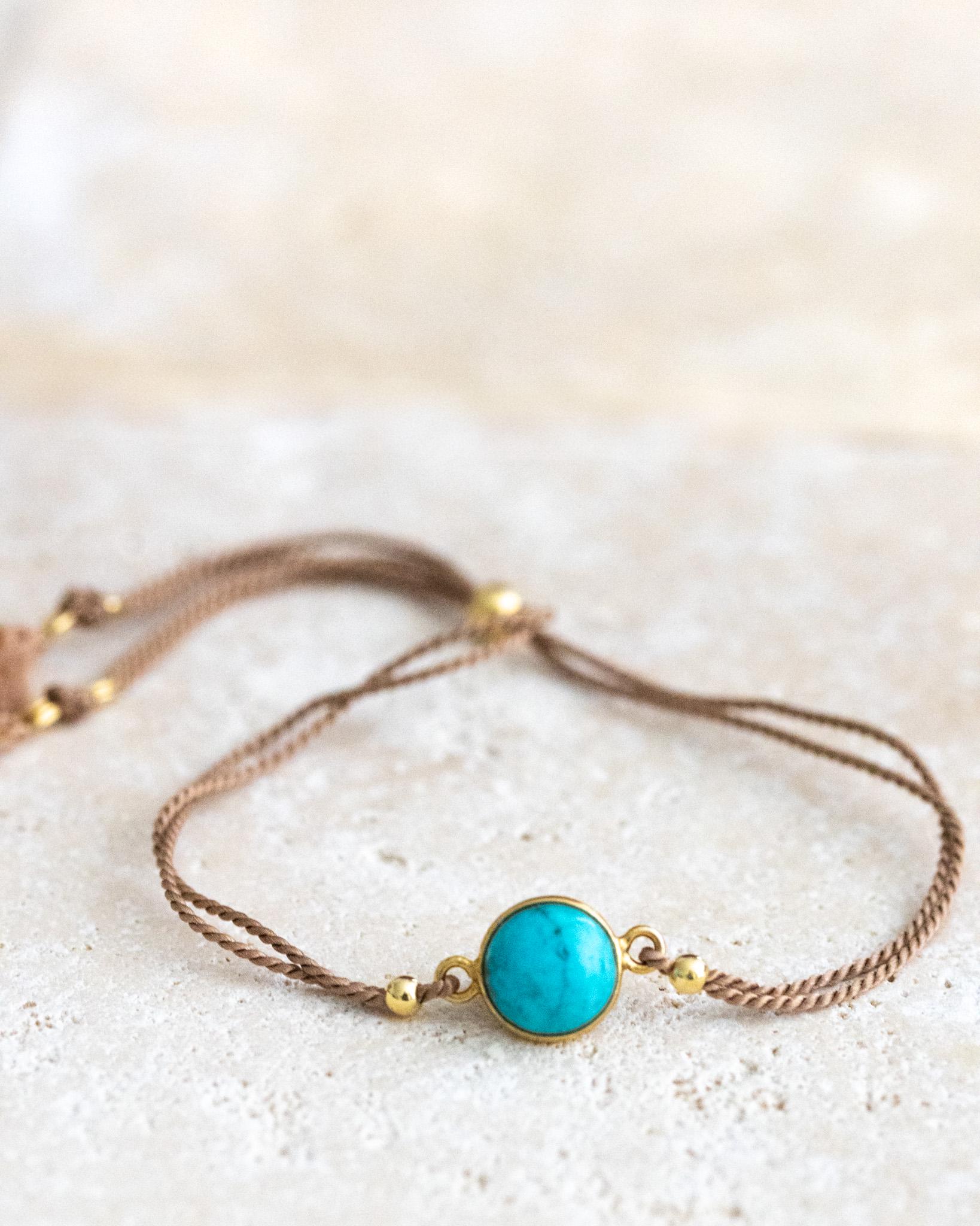 Türkis Armband Seide | Dünnes Edelstein-Armband Handgemachter Edelstein Schmuck von MayamBerlin