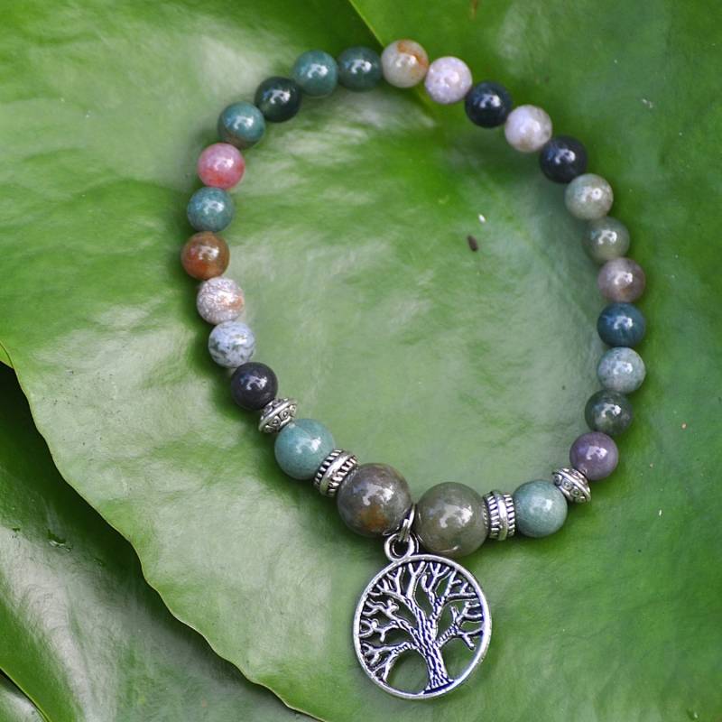 Baum Des Lebens Armband - Fancy Jaspis Heilung & Glück Blume Yoga , Spirituell, Chakra Grüner von MayanRoseShop