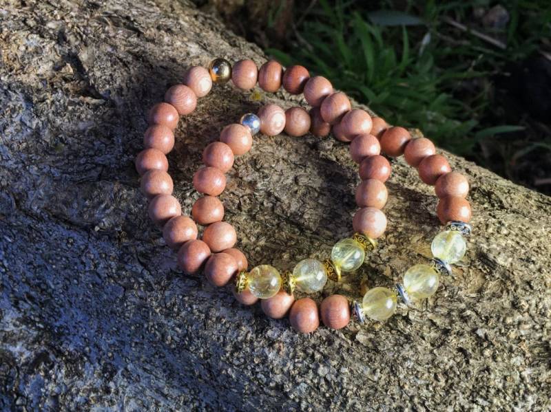 Citrin & Rosenholz Armband | 3.chakra Solar Plexus Für Kraft, Freude, Zuversicht Holz von MayanRoseShop