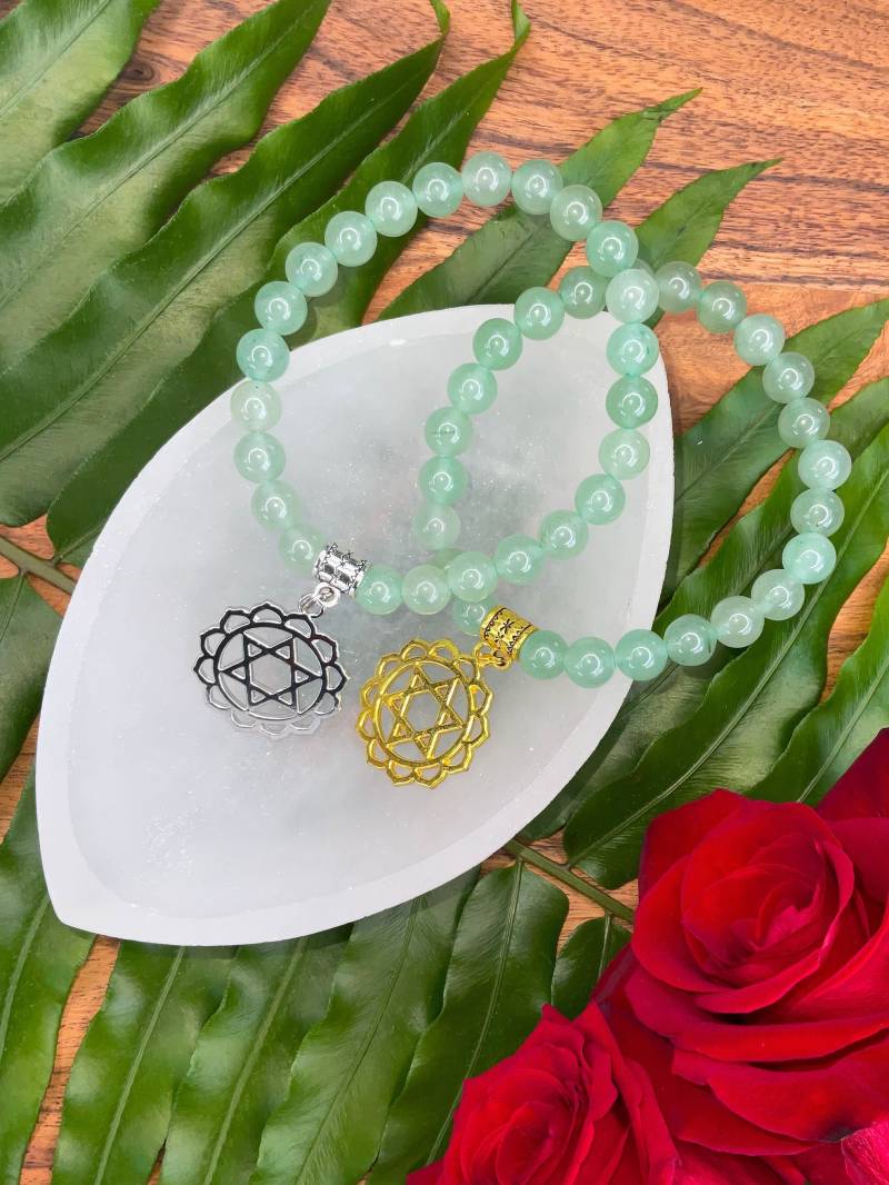 Herzchakra Armband - Grüner Aventurin Love & Wohlstand | Viertes 4.chakra Anahata 7 Chakren Heilige Geometrie Maya-Rose von MayanRoseShop