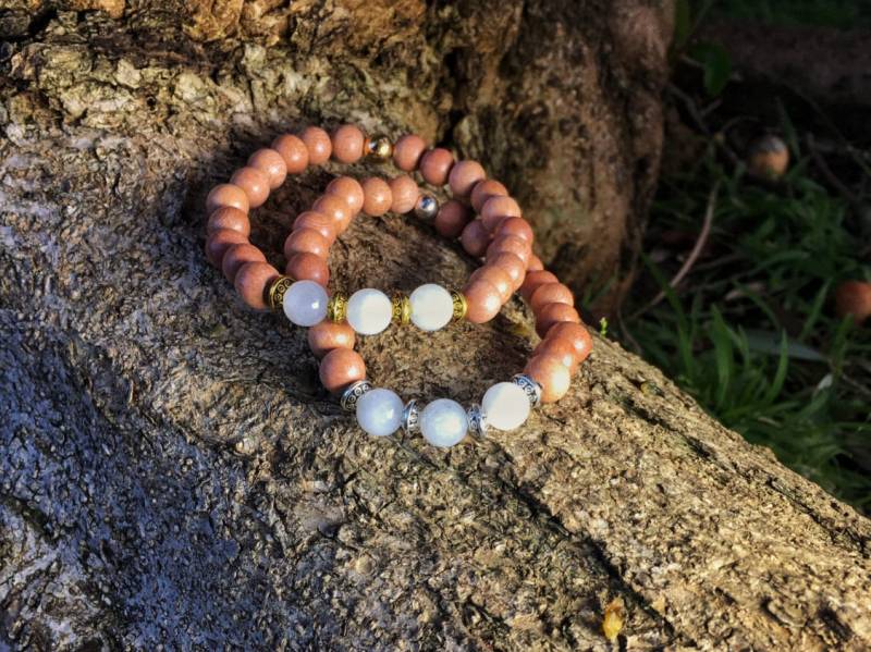 Quarz & Rosenholz Armband | Von Mayan Rose Crown 7.chakra Mit Milchquarz Für Frieden, Spiritualität von MayanRoseShop