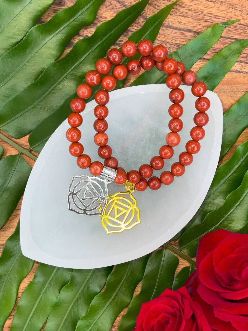 Roter Jaspis Stretch Armband Für Ersten Chakra, Kristall Perlen Erdung, Schutz, Bettelarmband Heilige Geometrie von MayanRoseShop