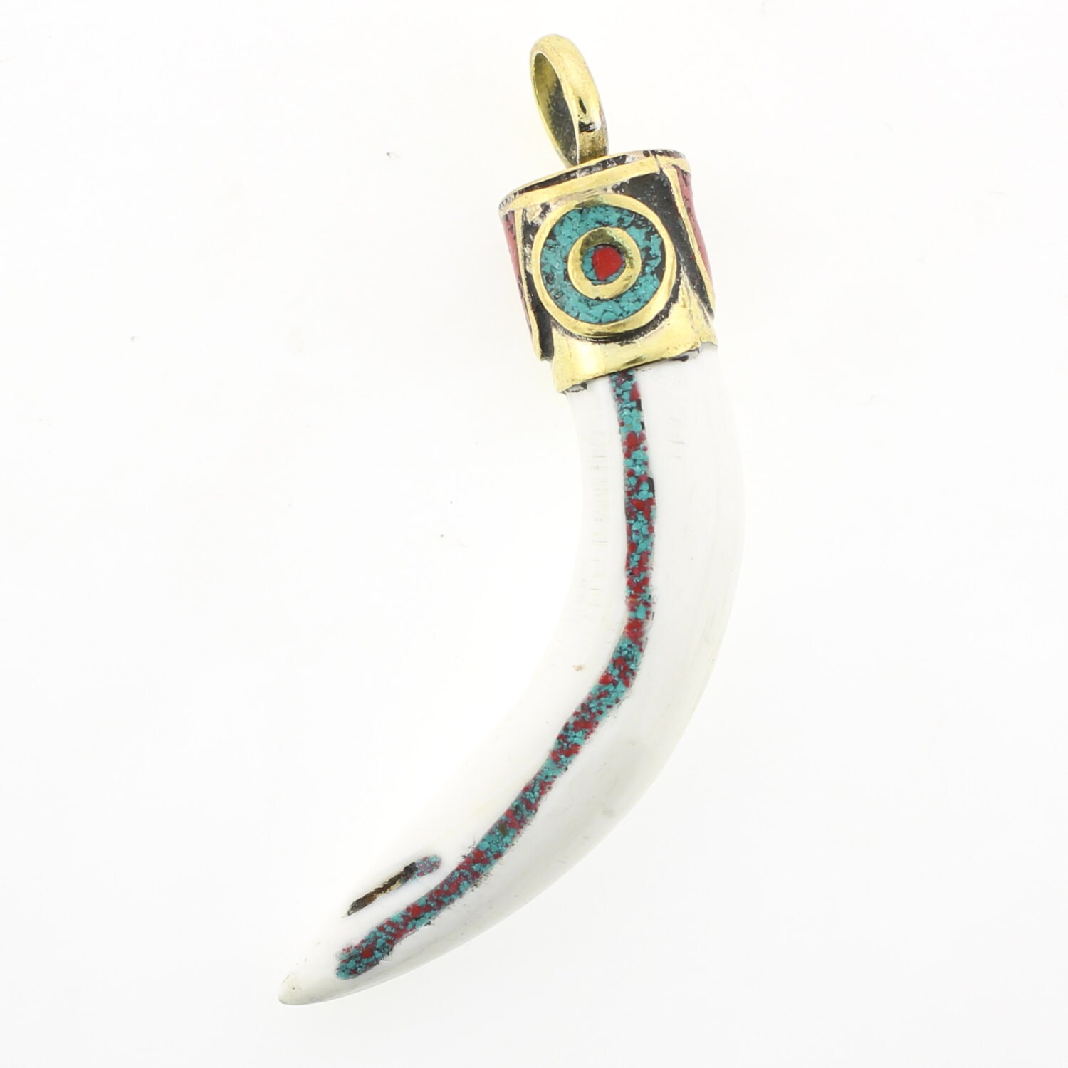 Lust Auf Horn Anhänger, 1Pc Stein Bail Koralle Und Türkis Bail, Howlith Horn-Schmuck, Großhandel Schmuck von Mayasgems