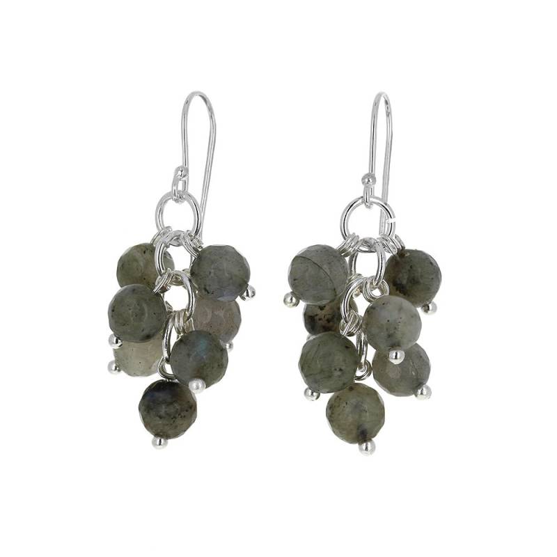 Sterling Silber, Labradorit Kronleuchter Ohrringe, Echte Stein Tropfen Grau Facettierten Labradorit, 6mm Perlen, 7 925 von Mayasgems