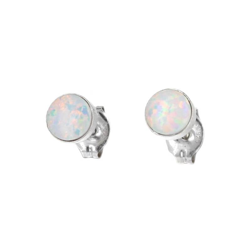 sterling Silber, Opal 5 Mm Ohrstecker, Bezel Set, Post Ohrringe, 925, Echtsilber von Mayasgems
