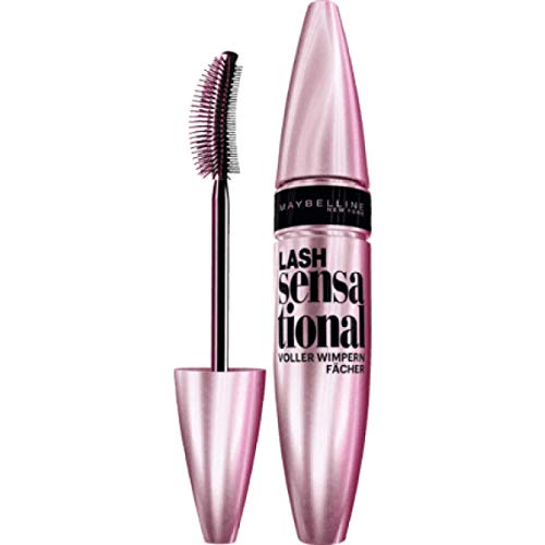 Maybelline Lash Sensational Voller-Wimpern-Fächer Mascara in Black, definiert jede einzelne Wimper, mit spezieller Wimpern-Entfalter-Bürste, extrem schwarze Pigmente, 9,5 ml von MAYBELLINE