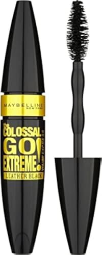 Maybelline New York Schwarze Wimperntusche für extra Volumen, Volum' Express The Colossal Go Extreme Mascara, Nr. 4 Leather Black, 1 x 9,5 ml von MAYBELLINE