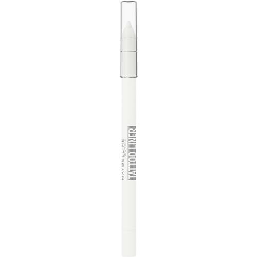 Maybelline New York Wasserfester Eyeliner mit wischfester, farbintensiver Gel-Textur, Tattoo Liner Gel Pencil, Nr. 970 Polished White (Weiß), 1 Stück von MAYBELLINE