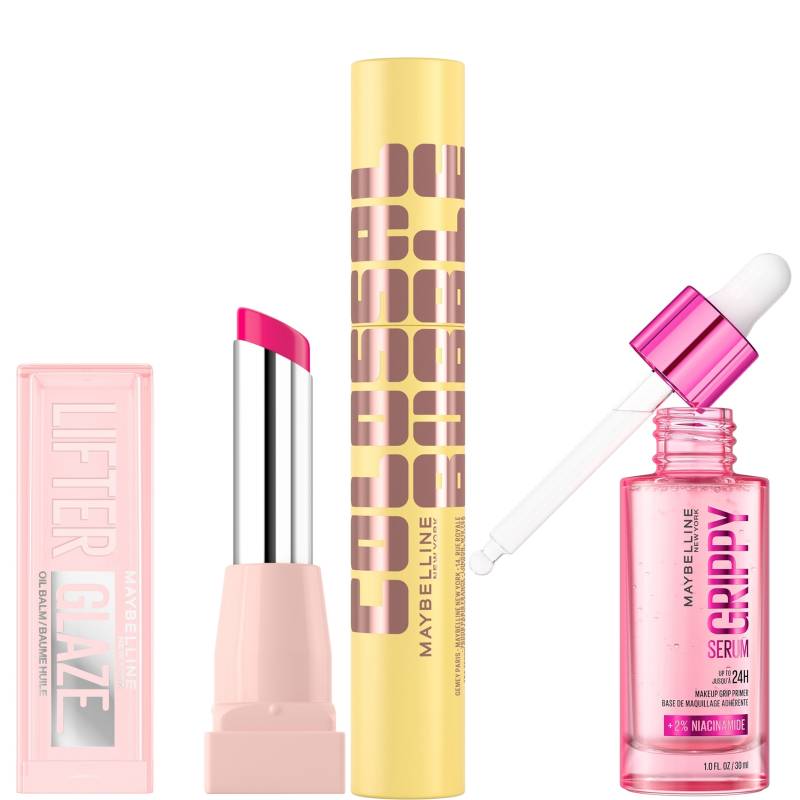 Maybelline Viral Favourites Make Up Bundle with Grippy Primer, Colossal Mascara and Lifter Glaze Lip Balm (Various Shades) - Rose Bite von Maybelline New York