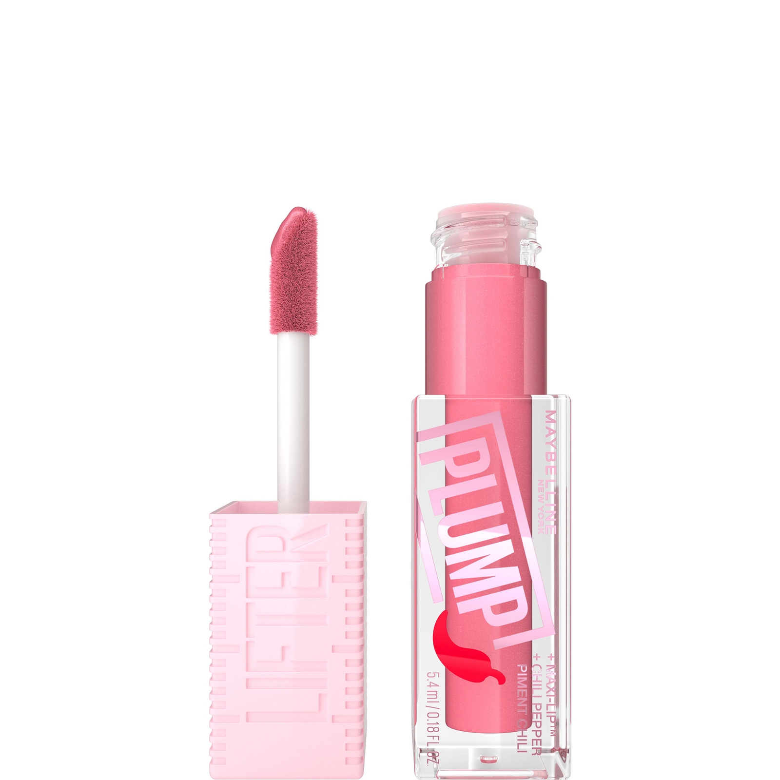 Maybelline Lifter Gloss Aufpolsterndes Lipgloss Langanhaltende Formel mit Hyaluronsäure & Chillipfeffer (Verschiedene Farbtöne) - Blush Blaze von Maybelline