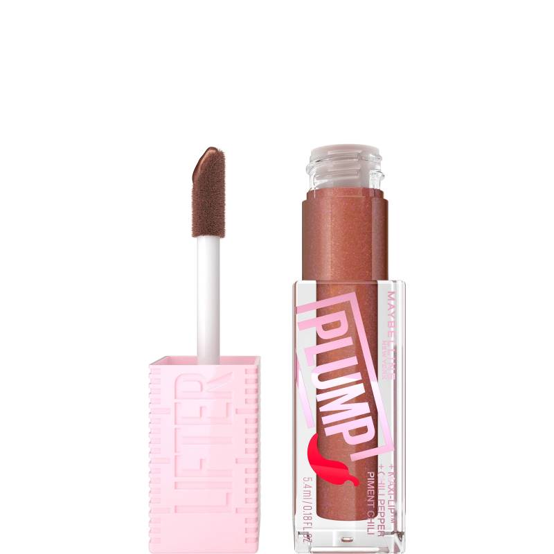 Maybelline Lifter Gloss Aufpolsterndes Lipgloss Langanhaltende Formel mit Hyaluronsäure & Chillipfeffer (Verschiedene Farbtöne) - Cocoa Zing von Maybelline