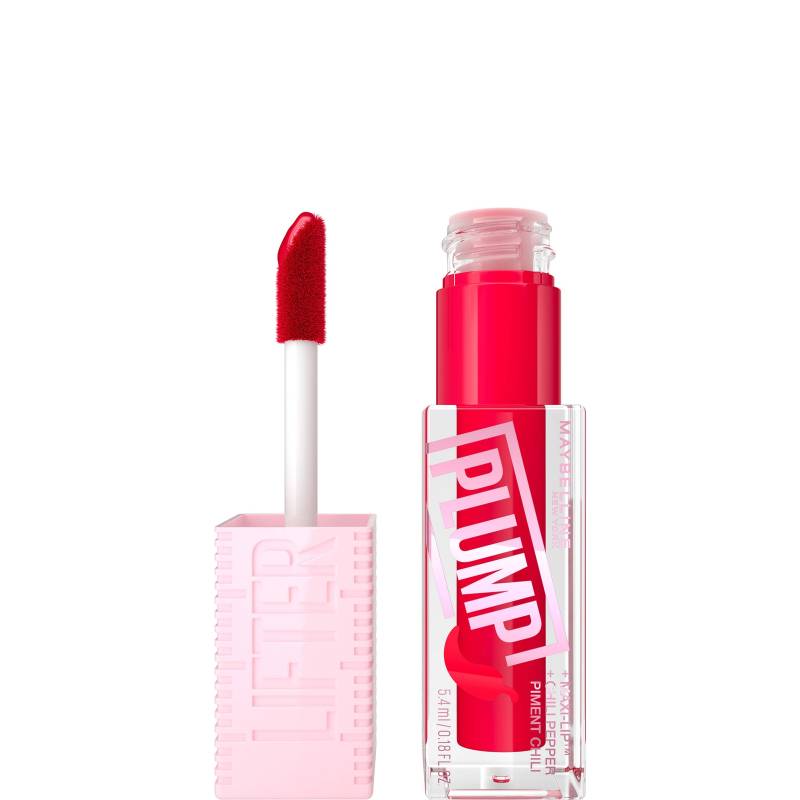 Maybelline Lifter Gloss Aufpolsterndes Lipgloss Langanhaltende Formel mit Hyaluronsäure & Chillipfeffer (Verschiedene Farbtöne) - Red Flag von Maybelline