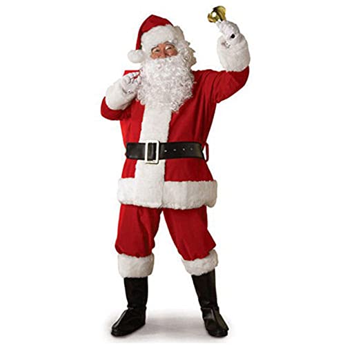 Christmas Santa Kostüm Erwachsene Party Flanell Weihnachtsmann Cosplay Outfits Ausgefallene Weihnachtsanzüge für Männer Frauen (Weiß, XL) von Mayber