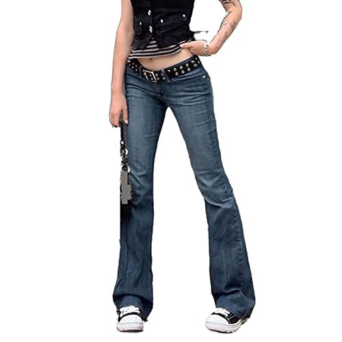 Mayber Damen Low Waist Wide Leg Jeans Vintage Print Baggy Hose Y2k Distressed Straight Denim Pants Slim Flare Jean E Girl Streetwear-Hellblau,S Mayber Damen Low Waist Wide Leg Jeans Vintage Print Baggy Hose Y2k Distressed Straight Denim Pants Slim Flare Jean E Girl Streetwear-Hellblau,S von Mayber
