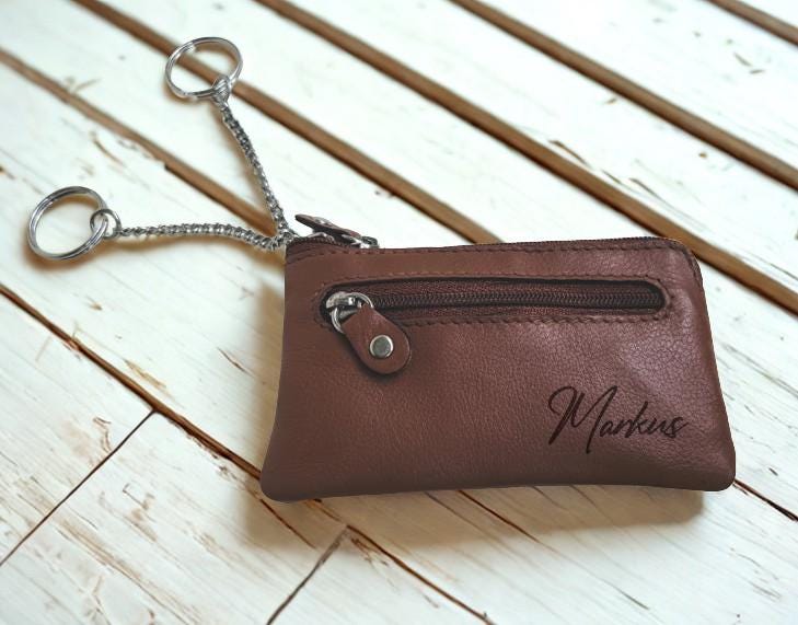 Personalisierte Mittelgroße Schlüsseltasche Mit 2 Ringen Rind Leder Persönliches Geschenk Auch Handschriftlicher Botschaft Gravierbar von MayeShopDE