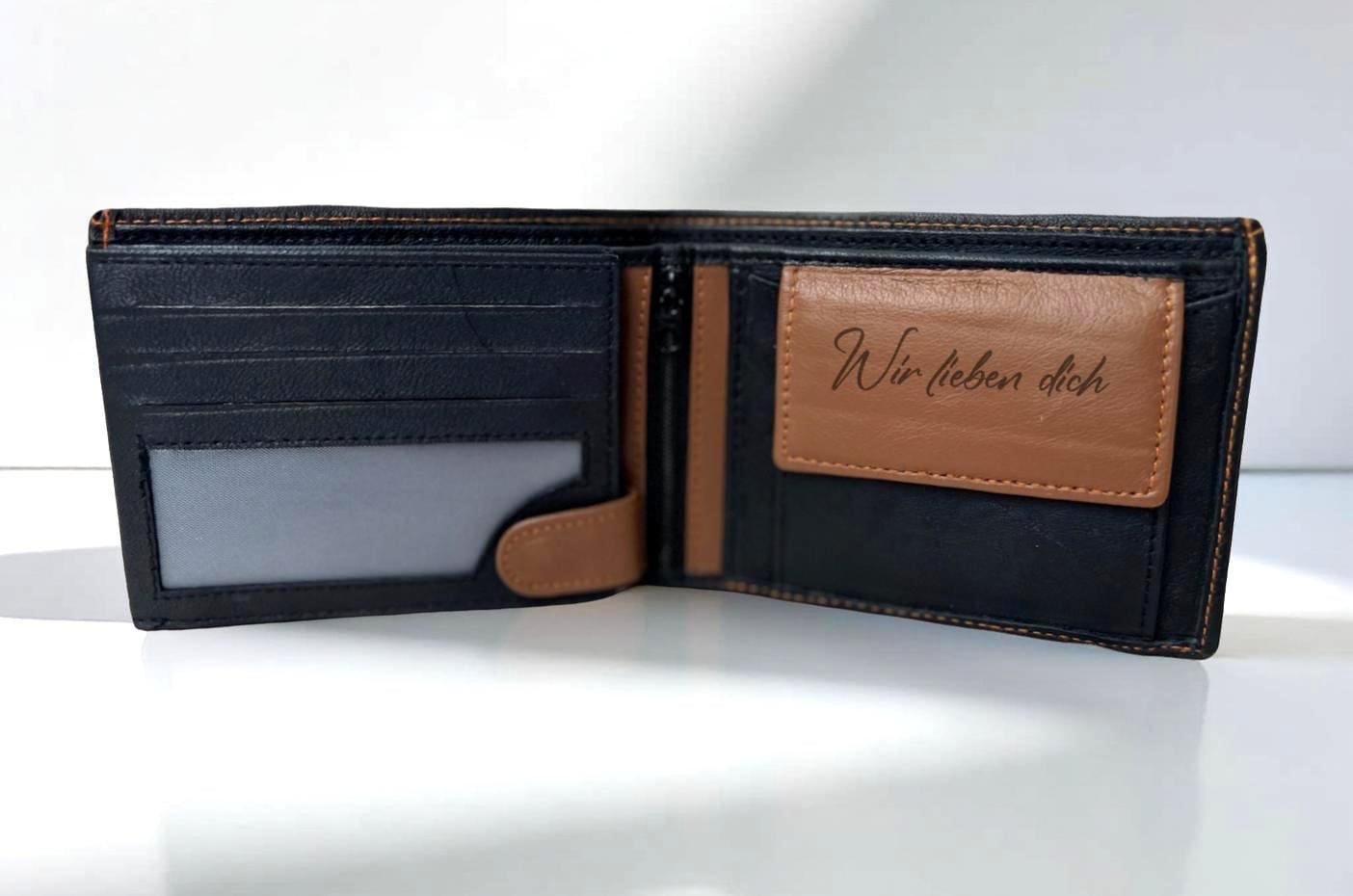 Querformat Geldbörse Nappa-Leder Personalisierte Scheintasche Geschenk Jahrestag Vatertag Männertag Geburtstag Hochzeit Freund Ehemann von MayeShopDE