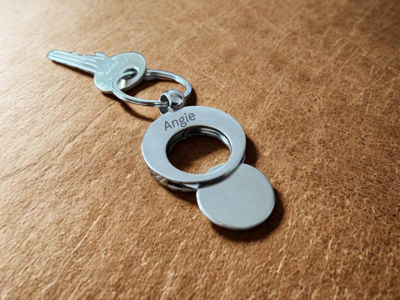 Schlüsselanhänger Mit Einkaufschip Metall, Drehbarer Schlüsselring Personalisiert, Gravur Möglich Geschenkidee von MayeShopDE