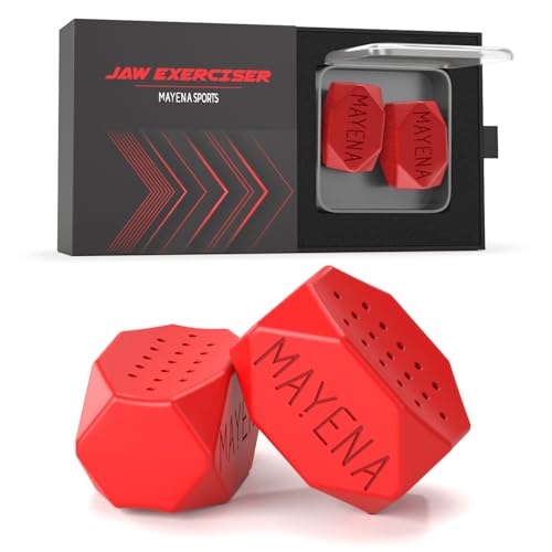 Mayena Kiefertrainer für Männer und Frauen, mittleres Niveau, rotes Paar (18 kg), Silikon-Kiefertrainer, ideal für Benutzer mit mäßig starken Kiefern, schlank, strafft und definiert das Gesicht von Mayena Sports