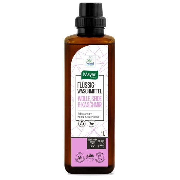 Mayeri Organic Waschmittel Wolle & Seide 25x, 1L - Pfingstrose, Minze-Kräuterwasser von Mayeri Organic