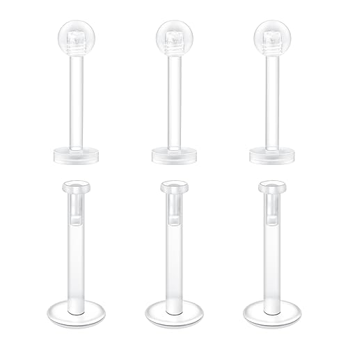 Mayhoop 16G Klar Tragus Helix Piercing Ohrringe Ohrstecker 10mm Flexible Acryl Lippenpiercing Labret Stud für Männer und Frauen von Mayhoop