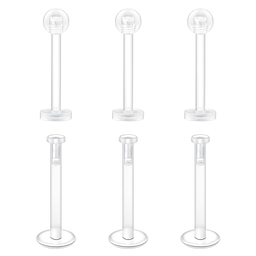 Mayhoop 16G Klar Tragus Helix Piercing Ohrringe Ohrstecker 12mm Flexible Acryl Lippenpiercing Labret Stud für Männer und Frauen von Mayhoop