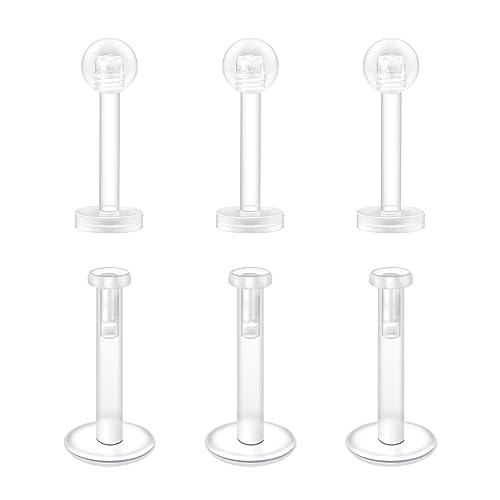 Mayhoop 16G Klar Tragus Helix Piercing Ohrringe Ohrstecker 8mm Flexible Acryl Lippenpiercing Labret Stud für Männer und Frauen von Mayhoop