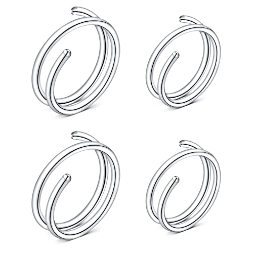 Mayhoop 20G Nasenringe Hoops Doppelter Nasenring 8mm/10mm Nasenpiercing Ringe Edelstahl für Frauen Silber 2 Paar von Mayhoop