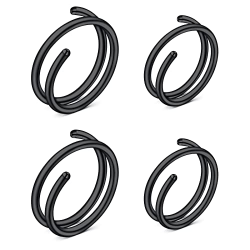 Mayhoop 20G Nasenringe Hoops Doppelter Nasenring 8mm/10mm Nasenpiercing Ringe Edelstahl für Damen Schwarz 2 Paar von Mayhoop
