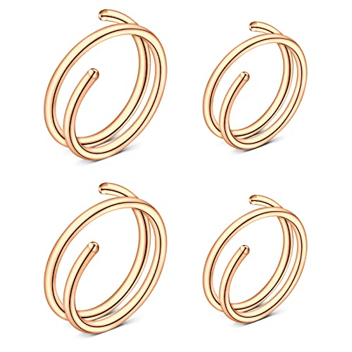 Mayhoop 20G Nasenringe Hoops Doppelter Nasenring 8mm/10mm Nasenpiercing Ringe Edelstahl für Frauen Rosegold 2Paar von Mayhoop