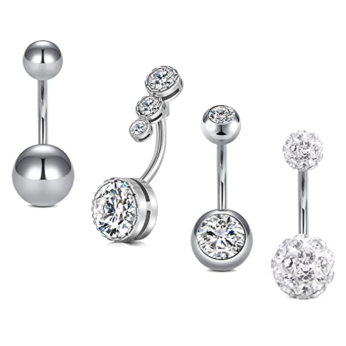 Mayhoop Bauchnabelpiercing 14G 10mm Chirurgenstahl Silber Piercing Bauchnabel Bauch Piercing für Frauen Männer von Mayhoop