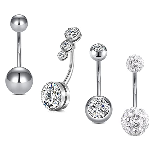 Mayhoop Bauchnabelpiercing 14G 12mm Chirurgenstahl Silber Piercing Bauchnabel Bauch Piercing für Frauen Männer von Mayhoop