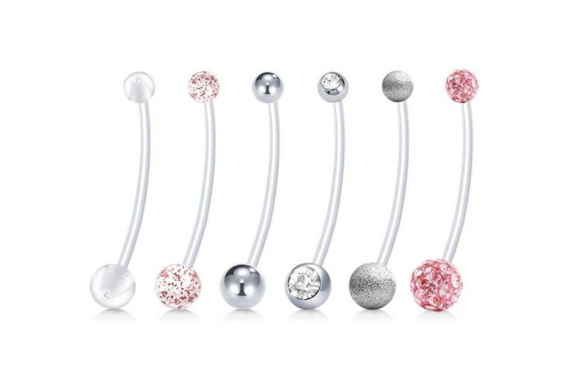 Mayhoop Bauchnabelpiercing Schwangerschaftspiercing Bauchnabelpiercing 1,6mm 32mm flexibler von Mayhoop