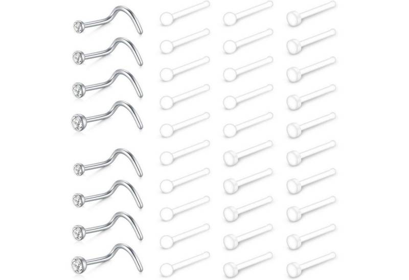Mayhoop Nasenpiercing-Set 38-50 STK Flexibler Bioflex Nasenpiercing Retainer 18G/20G Transparent von Mayhoop