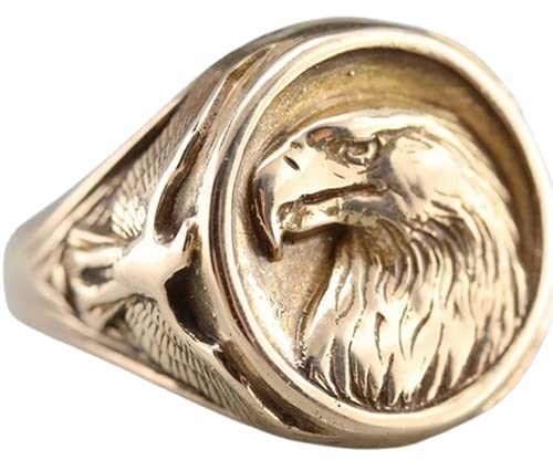 Adler-Ring, Amerikanischer Weißkopfseeadler-Kopf-Ring für Männer, Nordischer Wikinger-Adler-Vogel-Ring Falken-Adler-Schmuck, Keltischer Adler-Ring Gold-Adler-Band-Ring Punk-Adler-Tier-Ring (17.3) von MayiaHey