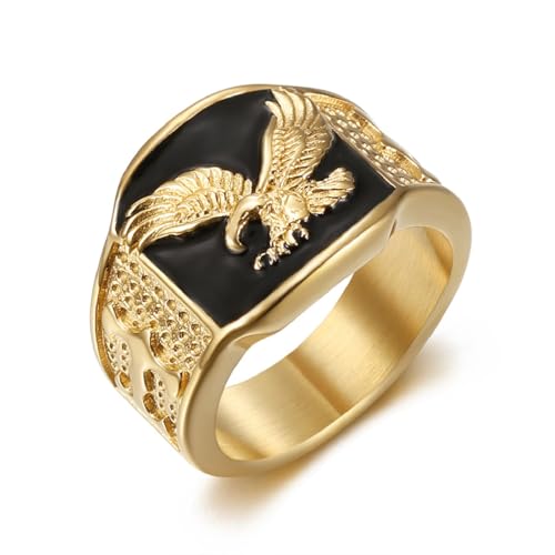 Adler-Ring, Fliegender Adler-Ring für Männer, Amerikanischer Weißkopfseeadler-Ring Nordischer Wikinger-Adler-Tier-Ring Falken-Adler-Schmuck, Keltischer Adler-Ring Hip-Hop-Adler-Band-Ring (21.4) von MayiaHey