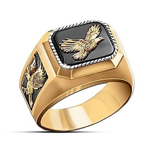 Adler-Ring, Nordischer Wikinger-Adler-Vogel-Ring für Männer, Fliegender Adler-Ring Falken-Adler-Schmuck, Keltischer Adler-Ring Hip-Hop-Gold-Adler-Band-Ring Punk-Adler-Tier-Ring für Jungen (18.1) von MayiaHey