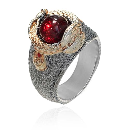 Drachen Ring, Strass-Gold-Drachenring für Männer, Nordischer Wikinger-Drachen-Tierring Drachenschmuck, Funkelnder Keltischer Drachenring Hip-Hop-Drachenbandring Punk-Drachenring für Jungen (17.3) von MayiaHey