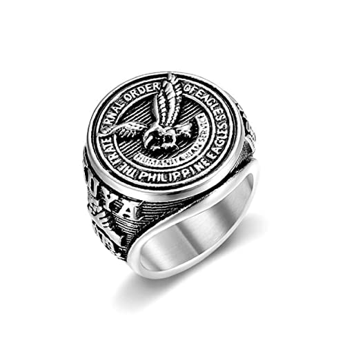 Fliegender Adler-Ring, Weißkopfseeadler-Ring für Männer, Wikinger-Adler-Tier-Ring Punk-Amerikaner-Adler-Schmuck, Silberner Falken-Ring Adler-Totem-Ring Fliegender Falken-Ring für Jungen (17.3) von MayiaHey