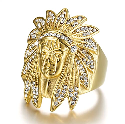Indianischer Häuptling Ring, Amerikanischer Ureinwohner Indianerhäuptlings-Kopfring für Männer, Nordischen Wikinger Krieger Ring Indianerhäuptling Schmuck,Stammeshäuptling Stirnband Ring (18.9) von MayiaHey