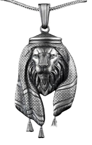 Männlich Löwenkopf-Anhänger, Punk-Löwenkopf-Tier-Halskette Für Männer, Arabische Keffiyeh-Löwen-Halskette Gotischer Löwenkopf-Charm-Schmuck, Wildlöwen-Tier-Amulett-Anhänger-Halskette Für Jungen von MayiaHey