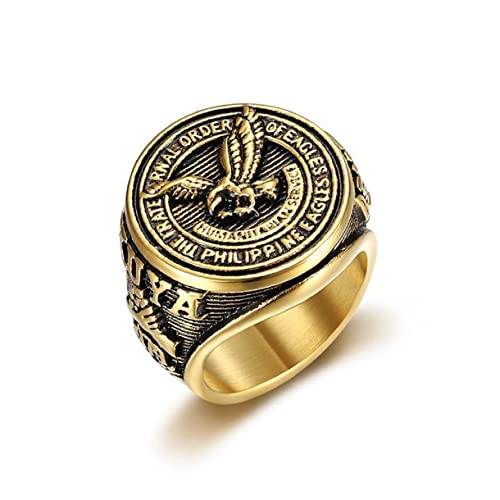 MayiaHey Fliegender Adler Ring, Adler-Vogel-Ring für Männer, Gold Falkenring Punk Amerikanischer Adler-Schmuck, Jahrgang Weißkopfseeadler-Ring Adler Münzring Fliegend Falke Ring für Jungen (18.9) von MayiaHey