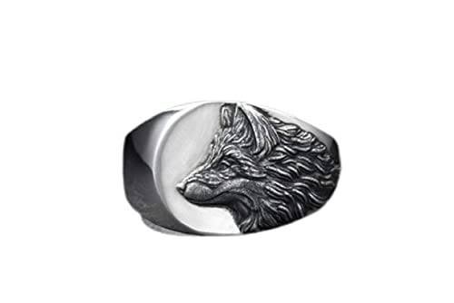 MayiaHey Wolf Ring, Gotischer Wolfskopf Ring für Männer, Nordischer Wikinger Wolf Totem Ring Wolf Schmuck, Keltischer Odin Wolf Ring Hip Hop Wolf Band Ring Punk Wolf Tier Ring für Jungen (18.1) von MayiaHey