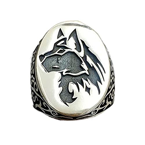 MayiaHey Wolf Ring, Keltischer Wolfskopf Ring für Männer, Nordischen Wikinger Wolf Siegelring Wolf Schmuck, Punk-Wolf Totem-Ring Hip Hop Wolf Bandring Gotisch Wolf Tierring für Jungen (18.1) von MayiaHey