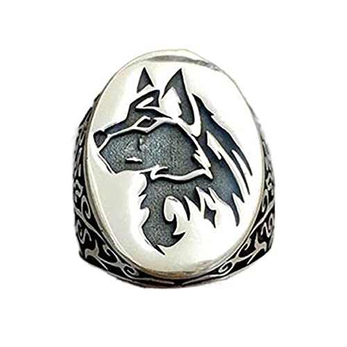 MayiaHey Wolf Ring, Keltischer Wolfskopf Ring für Männer, Nordischen Wikinger Wolf Siegelring Wolf Schmuck, Punk-Wolf Totem-Ring Hip Hop Wolf Bandring Gotisch Wolf Tierring für Jungen (19.8) von MayiaHey