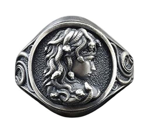 Medusa-Ring, Gotischer Gorgonen Ring für Herren, Griechische Mythologie Medusa Schlangenring Medusa-Schmuck, Nordischer Wikinger Medusa Schlangenring Medusa-Band-Ring Punk-Medusa-Kopfring (18.1) von MayiaHey